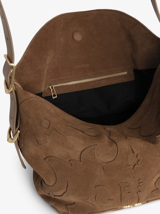 Jane Suede Bag - Western leather and suede bag, signature wings.