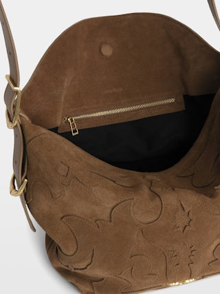 Jane Suede Bag - Western leather and suede bag, signature wings.