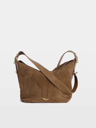 Jane Suede Bag - Western leather and suede bag, signature wings.