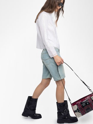 Sunny Moody Punk Bag - Vintage-inspired patent leather bag with adjustable shoulder strap and wing signature.