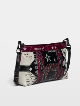 Sunny Moody Punk Bag - Vintage-inspired patent leather bag with adjustable shoulder strap and wing signature.