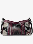 Sunny Moody Punk Bag - Vintage-inspired patent leather bag with adjustable shoulder strap and wing signature.