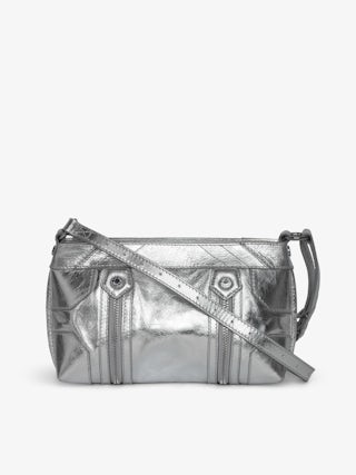 Sunny Mood Vintage Metal Bag - Small metallic leather bag with adjustable shoulder strap and wing signature.