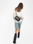 Sunny Mood Punk Bag - Small vintage-inspired patent leather bag with adjustable shoulder strap and punk wings and tag signature.