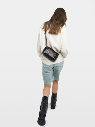 Sunny Mood Punk Bag - Small vintage-inspired patent leather bag with adjustable shoulder strap and punk wings and tag signature.