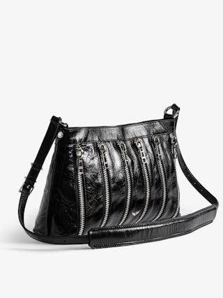 Sunny Moody Zip Bag - Multi zip bag in patent leather with vintage-inspired effect, with adjustable shoulder strap and signature wings.