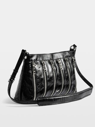 Sunny Moody Zip Bag - Multi zip bag in patent leather with vintage-inspired effect, with adjustable shoulder strap and signature wings.