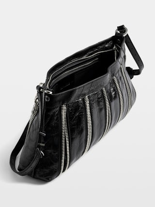 Sunny Moody Zip Bag - Multi zip bag in patent leather with vintage-inspired effect, with adjustable shoulder strap and signature wings.