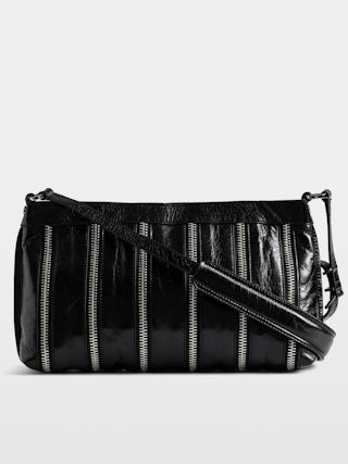 Sunny Moody Zip Bag - Multi zip bag in patent leather with vintage-inspired effect, with adjustable shoulder strap and signature wings.