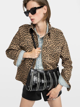 Sunny Moody Zip Bag - Multi zip bag in patent leather with vintage-inspired effect, with adjustable shoulder strap and signature wings.