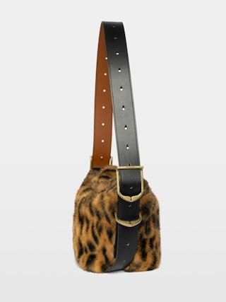 Baby Jane Leopard Bag - Small bag in leopard faux fur with leather strap and signature wings.