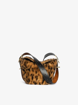 Baby Jane Leopard Bag - Small bag in leopard faux fur with leather strap and signature wings.