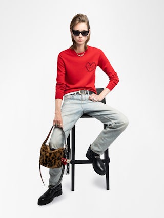 Baby Jane Leopard Bag - Small bag in leopard faux fur with leather strap and signature wings.