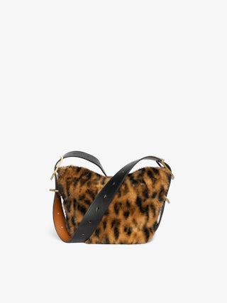 Baby Jane Leopard Bag - Small bag in leopard faux fur with leather strap and signature wings.