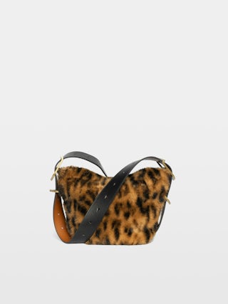 Baby Jane Leopard Bag - Small bag in leopard faux fur with leather strap and signature wings.