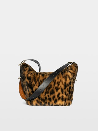 Jane Leopard Bag - Leopard faux fur bag with leather strap and signature wings.