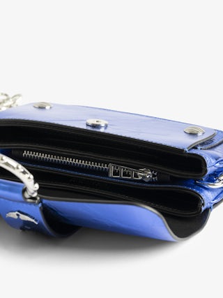 Kate Wallet Vintage Metal Bag - Mini bag in metallic leather with ring and metal chain.