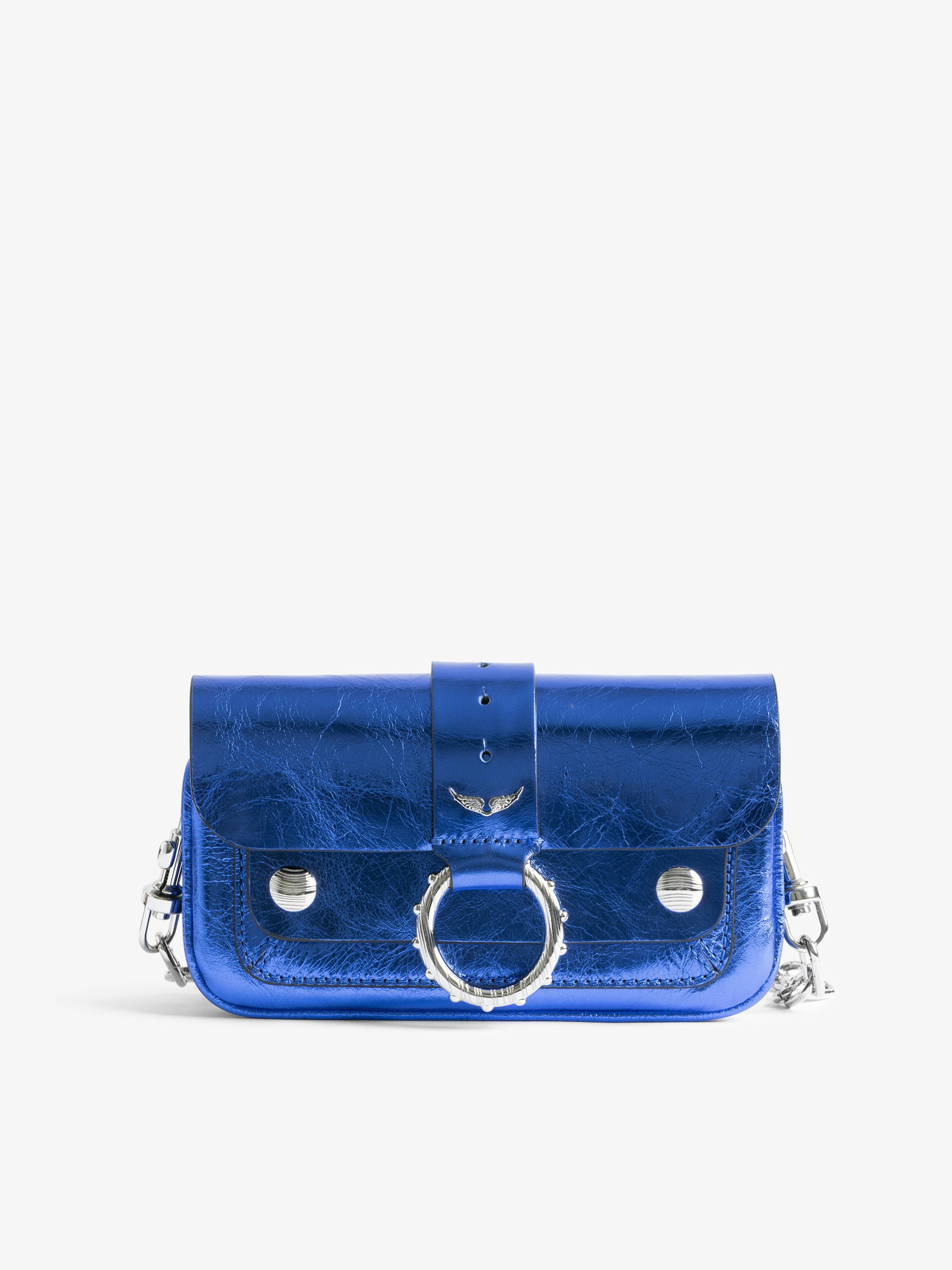 Kate Wallet Vintage Metal Bag - Mini bag in metallic leather with ring and metal chain.