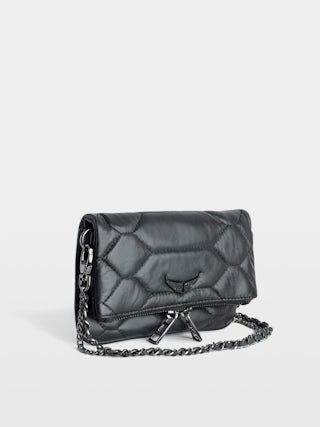 Rock Nano Quilted Clutch - Iconic Rock Nano clutch in black quilted leather.