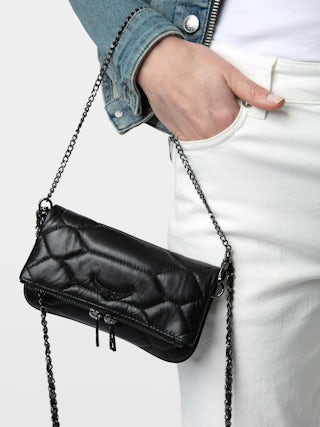 Rock Nano Quilted Clutch - Iconic Rock Nano clutch in black quilted leather.