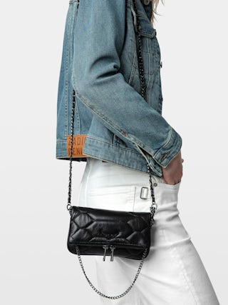 Rock Nano Quilted Clutch - Iconic Rock Nano clutch in black quilted leather.