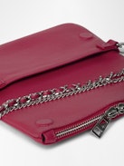 Pochette Rock Nano - Pochette en cuir grainé à double chaînes cuir et métal et ailes ornées de strass.
