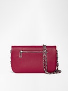 Pochette Rock Nano - Pochette en cuir grainé à double chaînes cuir et métal et ailes ornées de strass.