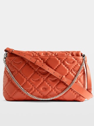Rocky II XL Quilted Monogram Bag - Smooth quilted leather bag with monogram shoulder strap, chain, and signature wings.