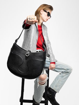 Moonrise Hobo Bag - Hobo bag in grained leather with signature wings.