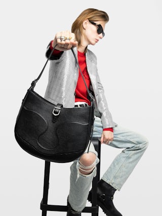 Moonrise Hobo Bag - Hobo bag in grained leather with signature wings.