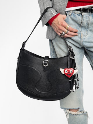Moonrise Hobo Bag - Hobo bag in grained leather with signature wings.