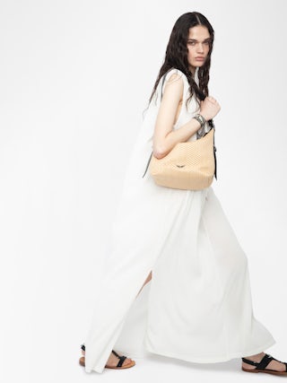 Jane Basket Bag - Basket-effect bag with leather strap and signature wings.