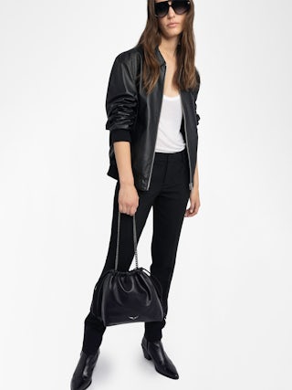 Rock Today Bag - Lambskin leather bag with chain strap and wing signature.