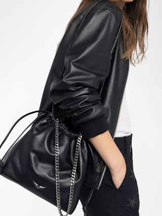 Rock Today Bag - Lambskin leather bag with chain strap and wing signature.