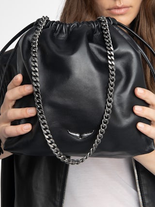 Rock Today Bag - Lambskin leather bag with chain strap and wing signature.