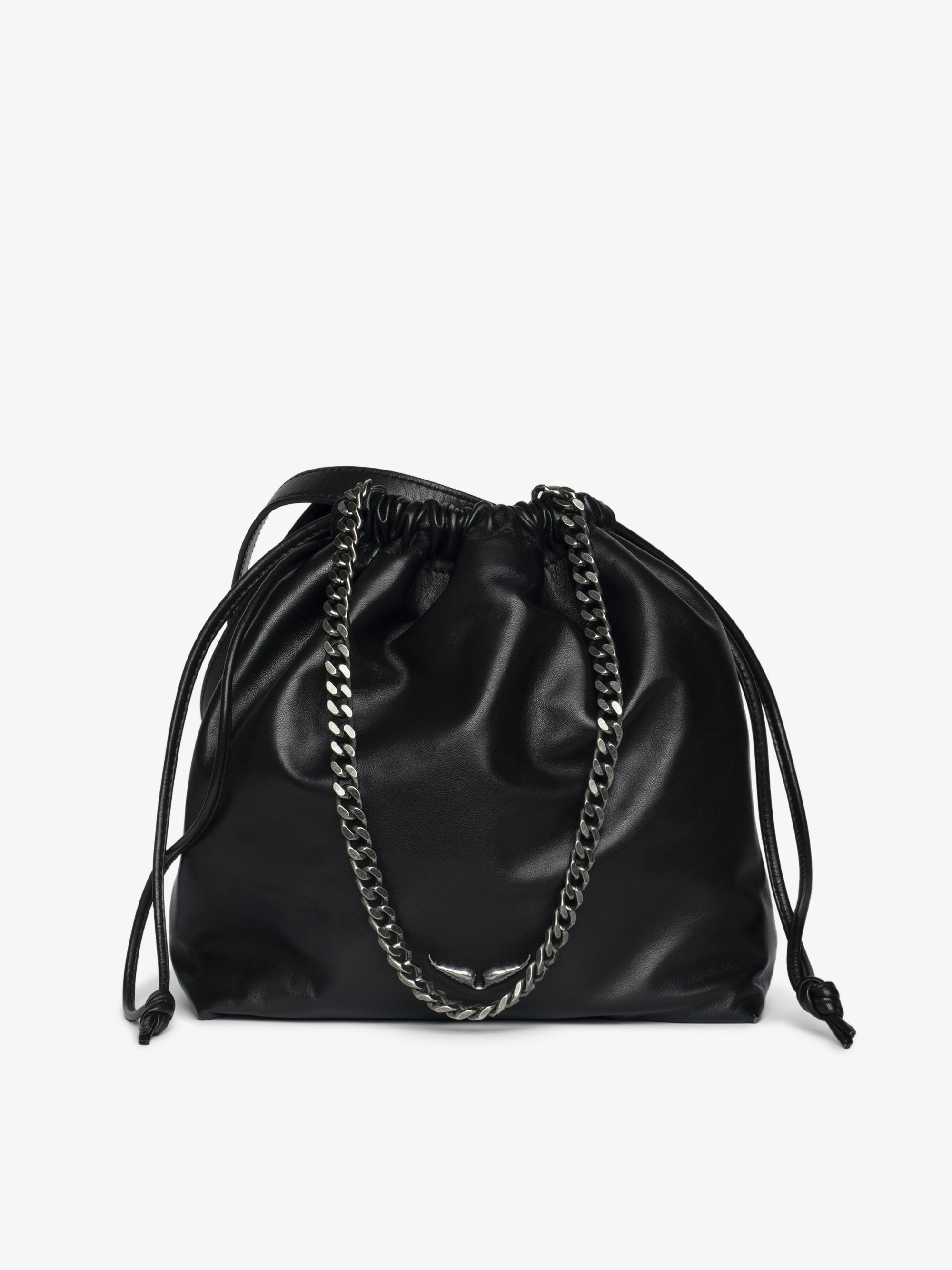Rock Today Clutch - Lambskin leather bag with chain strap and wing signature.