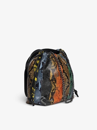 Sac Rock Today Wild Patchwork - Sac en patchwork cuirs avec bandoulière en chaîne et signature ailes.