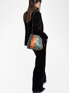 Rock Today Wild Patchwork Bag - Patchwork leather bag with chain strap and wing signature.