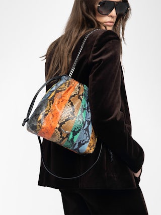 Sac Rock Today Wild Patchwork - Sac en patchwork cuirs avec bandoulière en chaîne et signature ailes.