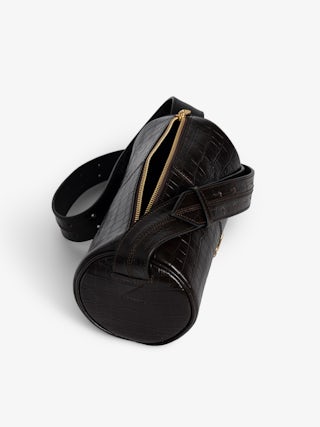 Le Doudou Croco Bag - Small croco-effect leather bag with adjustable shoulder strap and signature wings.