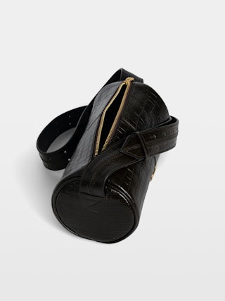 Sac Le Doudou Croco - Petit sac en cuir effet croco, à bandoulière ajustable et ailes signature.