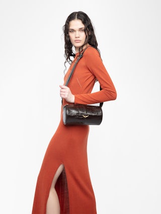 Le Doudou Croco Bag - Small croco-effect leather bag with adjustable shoulder strap and signature wings.