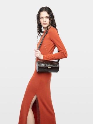 Sac Le Doudou Croco - Petit sac en cuir effet croco, à bandoulière ajustable et ailes signature.