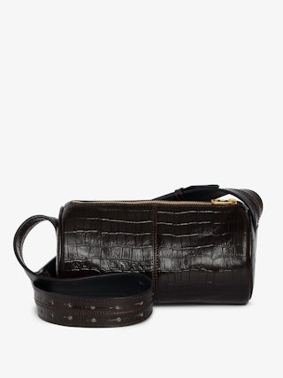 Le Doudou Croco Bag - Small croco-effect leather bag with adjustable shoulder strap and signature wings.