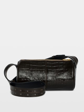 Sac Le Doudou Croco - Petit sac en cuir effet croco, à bandoulière ajustable et ailes signature.