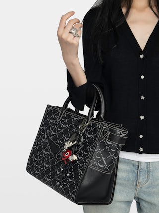 Angel Tote Monogram Bag - Canvas monogram tote bag with double handle, shoulder strap and wing signature.