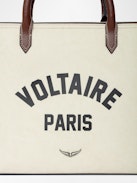 Angel Tote - Canvas and grained leather tote bag with double handles, shoulder strap and wing signature.