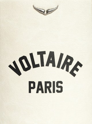 Z Bucket Voltaire Bag - Canvas and grained leather bucket bag with adjustable strap and wing signature.