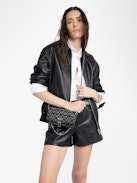 Rock Nano Monogram Clutch - Clutch in monogram denim with double leather and metal chains and rhinestone-embellished wings.