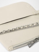 Rock Nano America Clutch - Grained leather clutch with double leather and metal chains and rhinestone-embellished wings.